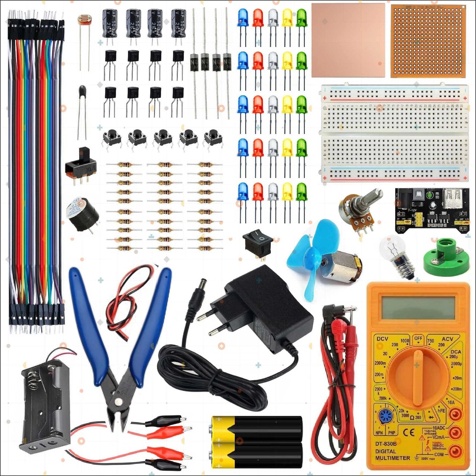 120 Parça TEMEL ELEKTRİK ve ELEKTRONİK Full Eğitim SETİ
